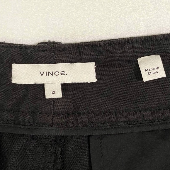 Vince High Waist Washed Casual Pant Wide Leg Cotton Linen Twill Trouser Black 12 - Picture 11 of 12